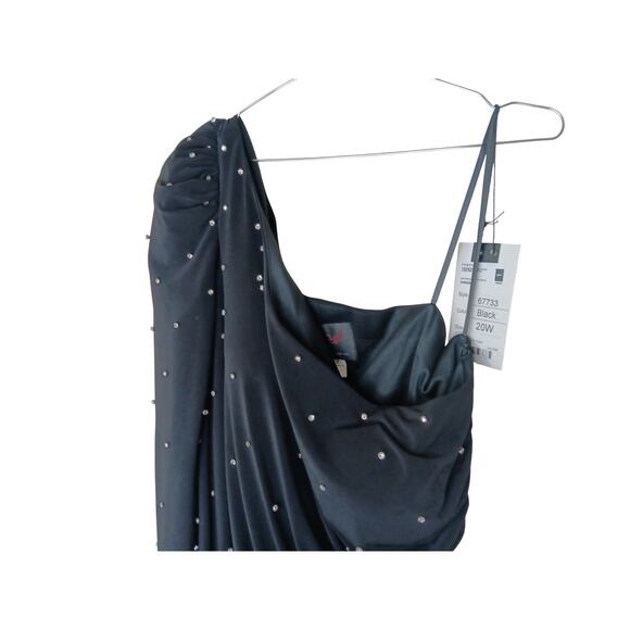 New Mac Duggal 67733 Black One Sleeve Beaded Evening Gown Dress Size 20W - Picture 6 of 15